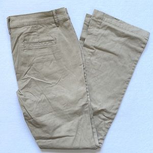 Mid-rise boot cut khaki pants